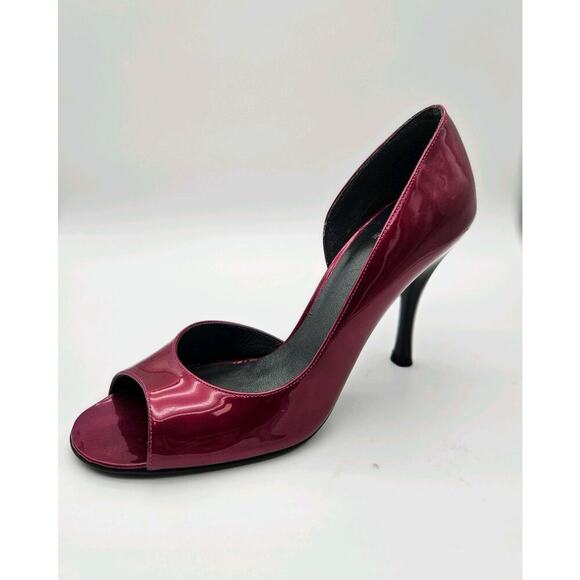 Stuart Weitzman Shoes - Stuart Weitzman Peep Toe Stiletto Pumps Magenta Glossy Patent Leather Sz 8